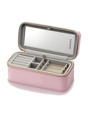 Pandora Pink Jewelry Travel Case with Gold Accents
